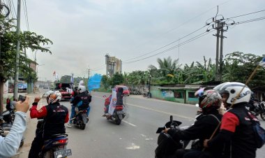 Polsek Cikupa Pengamanan Keberangkatan Massa SP/SB DPC KSPSI Kab. Tangerang (Rustam) dan FSBN KASBI Tangerang dari Darkum Polsek Cikupa ke Gedung DPR RI