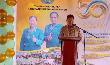 Bupati Tonny Tesar : Tahun Emas ke-50 Gerakan PKK Berbakti untuk Bangsa Berbagi untuk Sesama Wujudkan Keluarga yang Sehat, Cerdas, Mandiri, dan Sejahtera