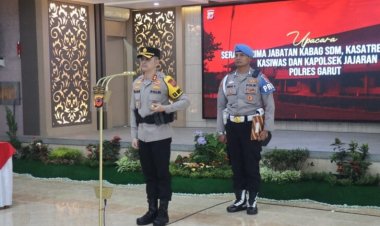 Kapolres Garut  Memimpin Upacara Sertijab Pejabat Utama  Di Aula Mumun Surachmaan Polres Garut.
