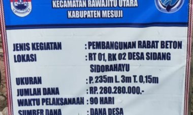 Pemerintah Desa Sidang Sido Rahayu Realisasikan Pembangunan Rabat Beton Mengunakan Dana Desa dd     