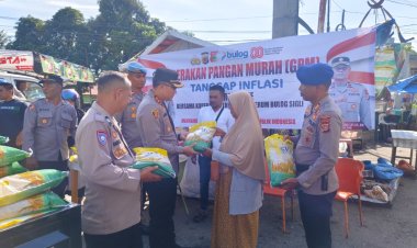 Polres Pidie Gelar Gerakan Pangan Murah Tanggap Inflasi, Sambut HUT RI ke-80 di Pasar Caleu