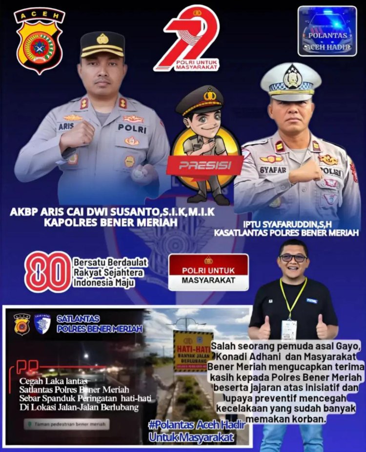 Patut Diacungi Jempol! Satlantas Polres Bener Meriah Sebar Pamlet Hati-Hati Jalan Berlubang, Mendapat Apresiasi dari Masyarakat dan Tokoh Pemuda Gayo