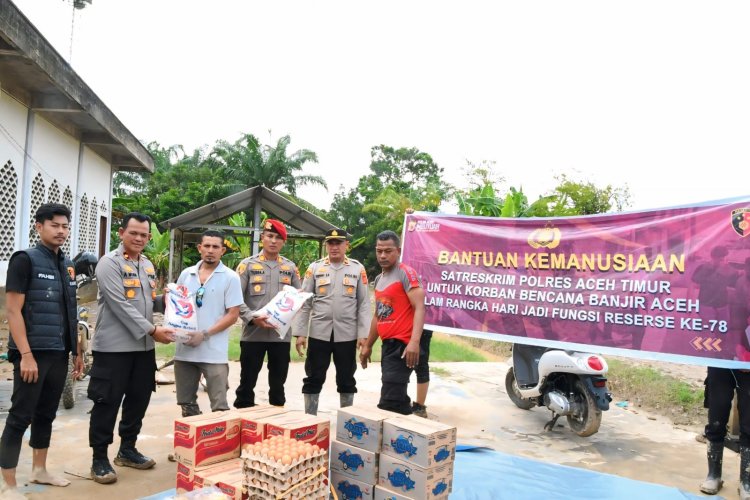 Sambut Hari Jadi Reskrim Ke 78, Polres Aceh Timur Sentuh Warga dan Pengungsi Korban Banjir