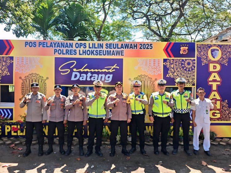 Kabag Ops Polres Lhokseumawe Tinjau Kesiapan Pos Pelayanan Operasi Lilin Seulawah di Krueng Geukueh
