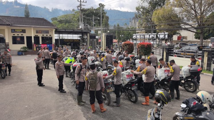 Polres Aceh Tengah Salurkan Bantuan Logistik ke Tiga Kecamatan Terdampak Bencana