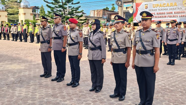 Kapolres Langsa Pimpin Sertijab Kabag Ops, Kabag SDM, Kabag Log dan Kasat Reskrim