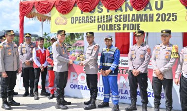Kapolres Pidie Tinjau Pos Ops Lilin Seulawah, Beri Motivasi dan Bingkisan kepada Petugas Pengamanan