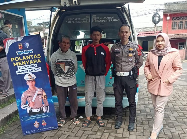Satlantas Polres Sukabumi Gelar Polantas Menyapa dengan Samsat di Cibadak