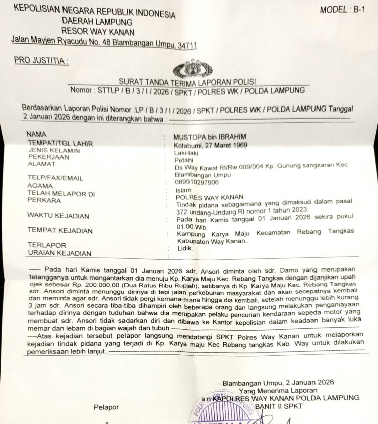 Pengeroyokan Sadis Di Kampung Karya Maju, Keluarga Korban Dan Topan RI Minta Polres Way Kanan Tinda Tegas
