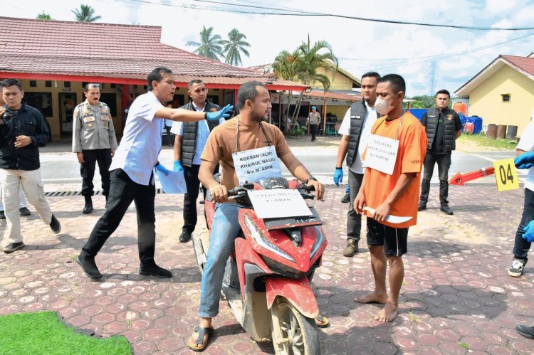 Polres Aceh Timur Gelar Rekontruksi Pembunuhan di Peureulak Barat