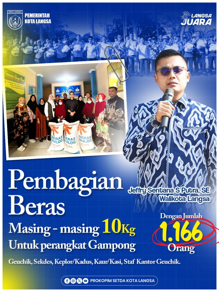 Pemko Langsa Kembali Salurkan Beras 10 Kg untuk 1.166 Perangkat Gampong