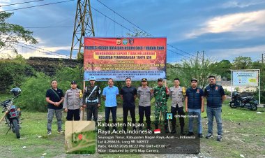 Polres Nagan Raya dan TNI Gencarkan Pencegahan Illegal Mining lewat Spanduk Himbauan