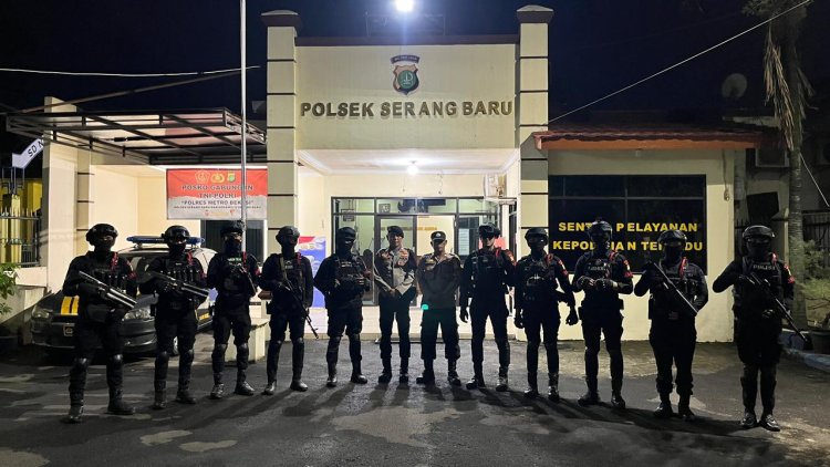 ‎Patroli Brimob Intensifkan Pengamanan Malam Hari di Kabupaten Bekasi