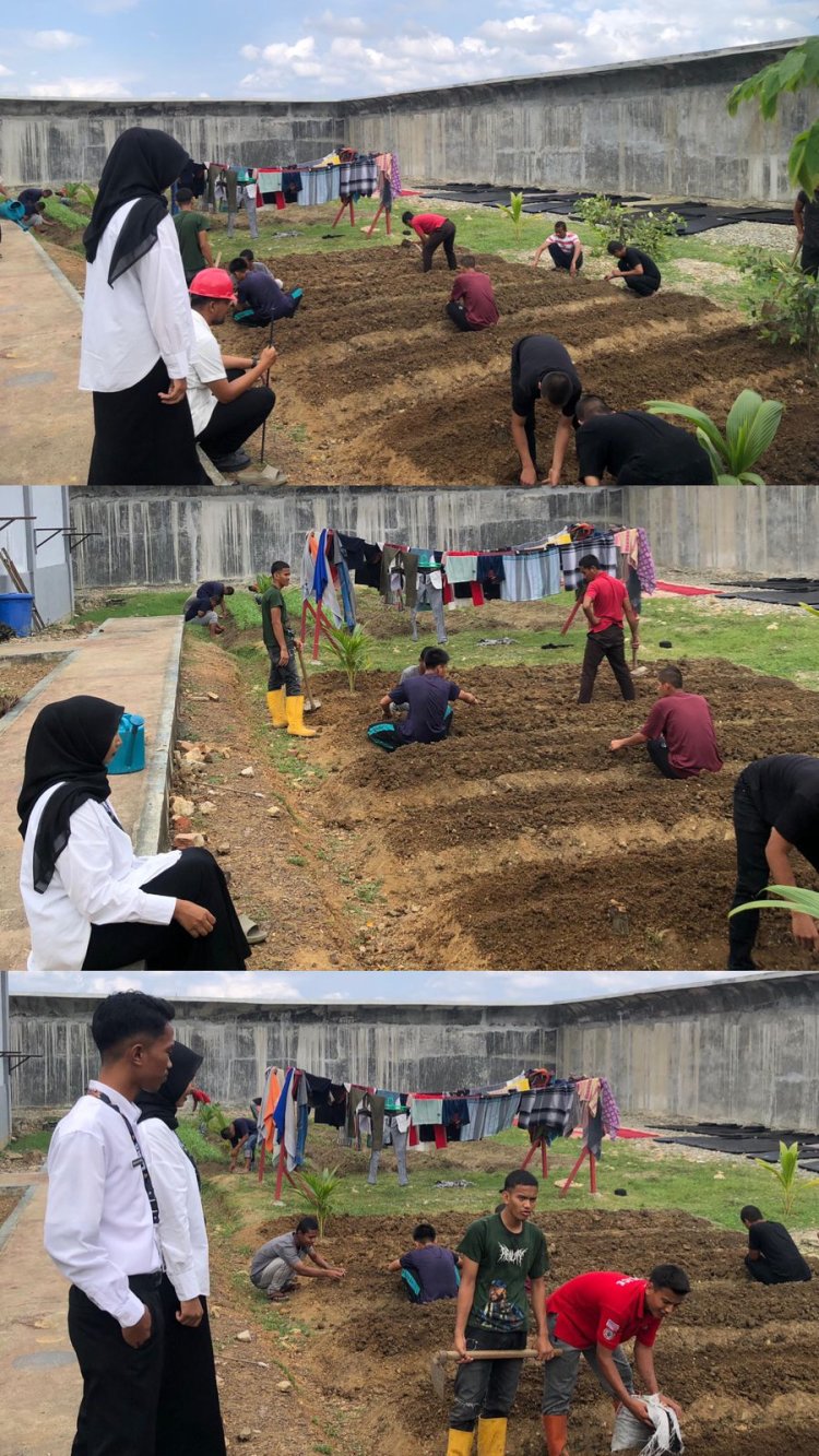 Anak Binaan LPKA Kelas II Banda Aceh Olah Lahan Pertanian, Perkuat Program Pembinaan Kemandirian