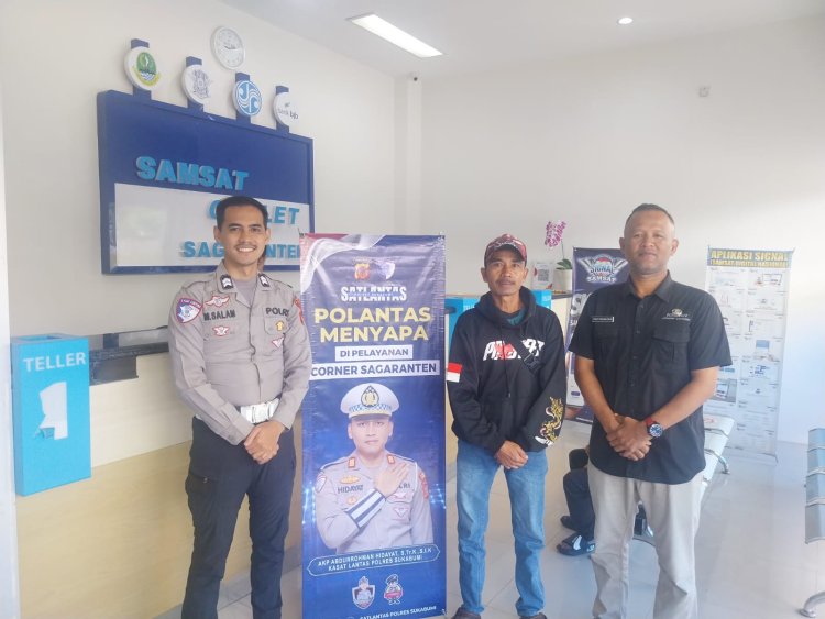 ‎Polantas Menyapa : Program Inovatif Satlantas Polres Sukabumi Dekatkan Diri dengan Masyarakat di Samsat Outlet Yan Sagaranten