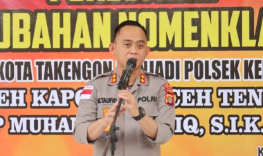 Kapolres Aceh Tengah Resmikan Perubahan Nomenklatur Polsek Kota Takengon Menjadi Polsek Kebayakan