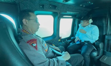 Cek Kesiapan Arus Mudik Pelabuhan Merak, Kapolri, Panglima hingga Menko PMK Patroli Naik Heli 