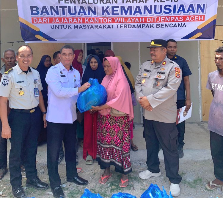 Ringankan Beban Warga, Lapas Lhoksukon dan Kanwil Ditjenpas Aceh Salurkan Bantuan Banjir