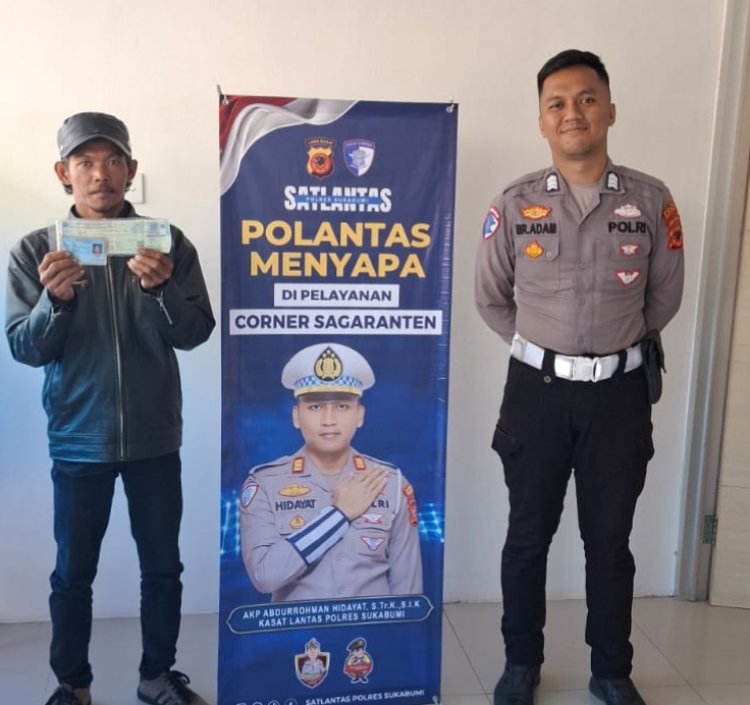 ‎Satlantas Polres Sukabumi Terus Gencarkan Program Polantas Menyapa Melalui Samsat Sagaranten