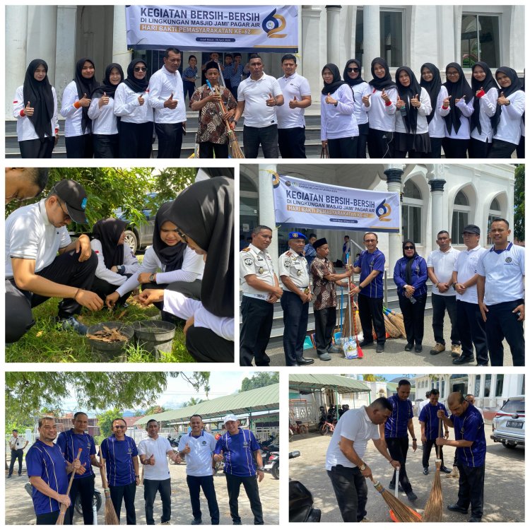 Peringati HBP ke-62, LPKA Banda Aceh Bersihkan Masjid Jami’ Pagar Air