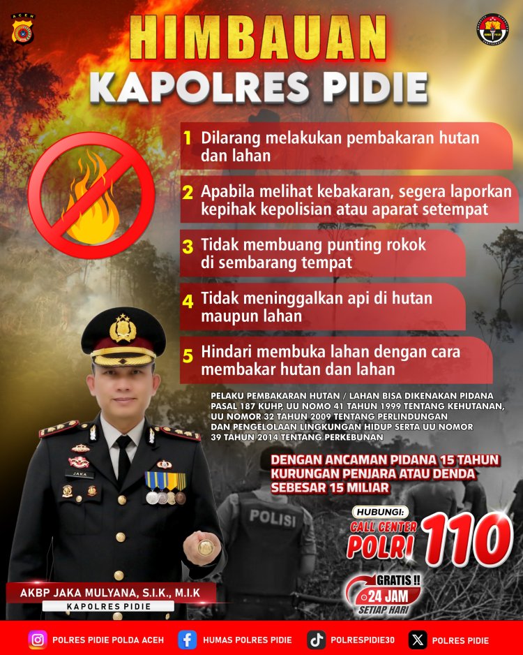 Kapolres Pidie Ajak Warga Jaga Lingkungan, Hindari Pembakaran Hutan dan Lahan