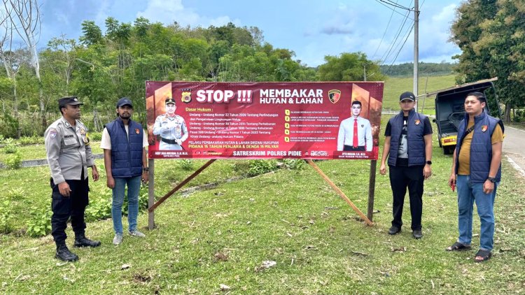 Antisipasi Karhutla, Polres Pidie Gencarkan Edukasi Lewat Spanduk Larangan