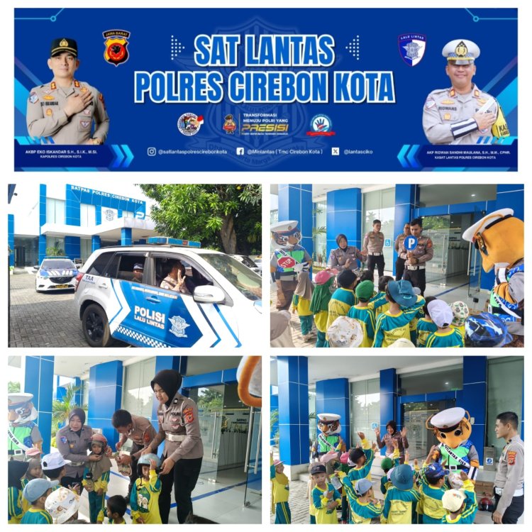 ‎Tanamkan Tertib Lalu Lintas Sejak Dini, Satlantas Polres Cirebon Kota Gelar Program Polsanak TK Al-Bahjah Buyut di Gedung Satpas