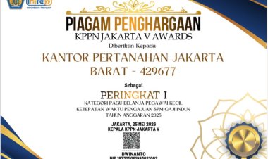 Wujudkan Tata Kelola Bersih, Kantor Pertanahan Jakarta Barat Raih Dua Penghargaan KPPN Jakarta V Awards 2026