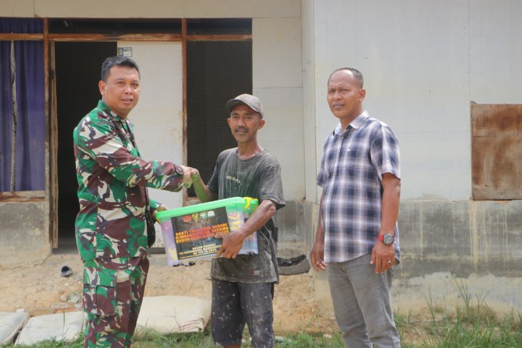 Tumbuhkan Semangat Gotong Royong, Dansatgas TMMD Beri Dukungan Moril Lewat Sembako