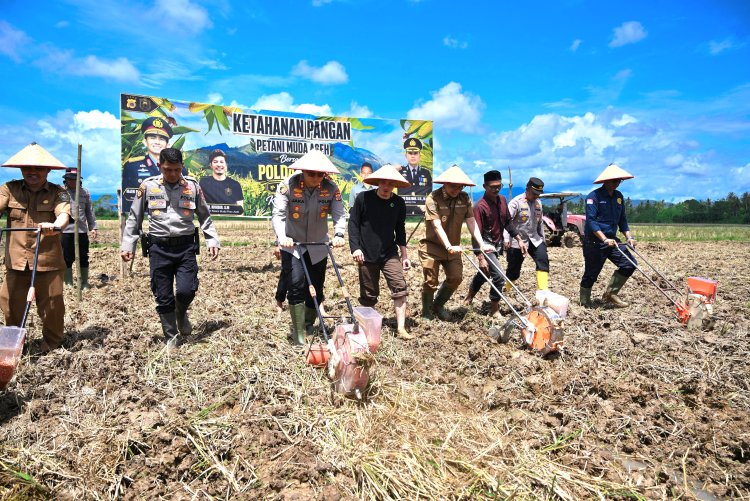Polres Pidie Salurkan Bantuan Bibit dan Pupuk, Dukung Ketahanan Pangan Bersama Petani Milenial