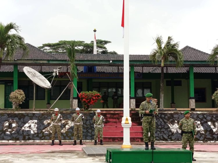 KODIM 0427/WAY KANAN GELAR UPACARA PERINGATAN HARI KEBANGKITAN NASIONAL KE-118, DANDIM: JAGA TUNAS BANGSA DEMI KEDAULATAN NEGARA   