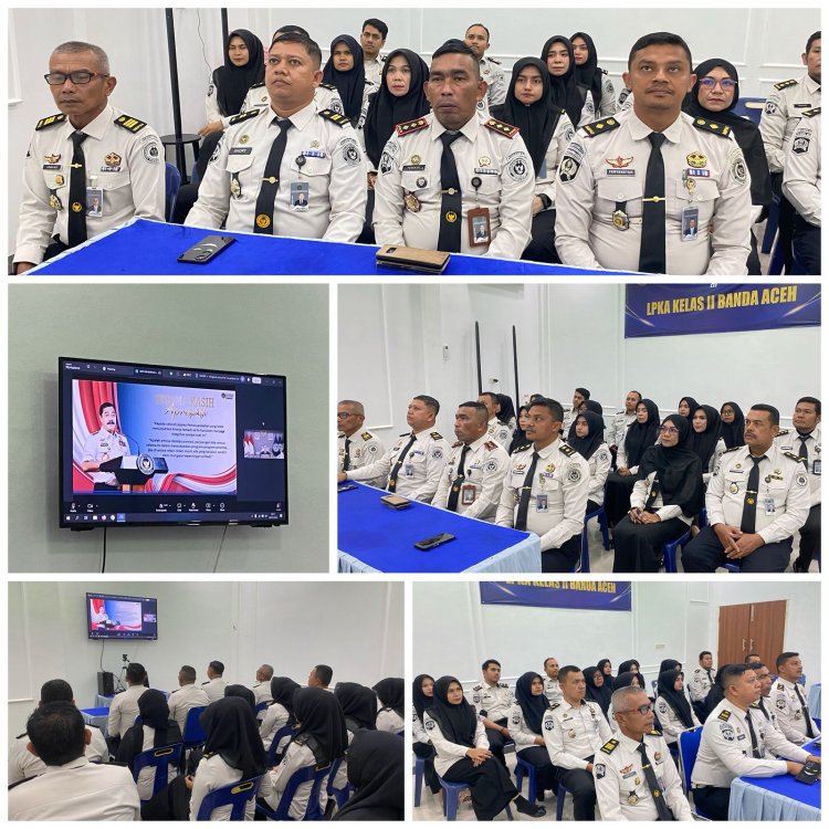 Ka. LPKA Banda Aceh dan Jajaran Ikuti Anev Pemasyarakatan Bersama Menteri Imipas dan Dirjen PAS Secara Virtual