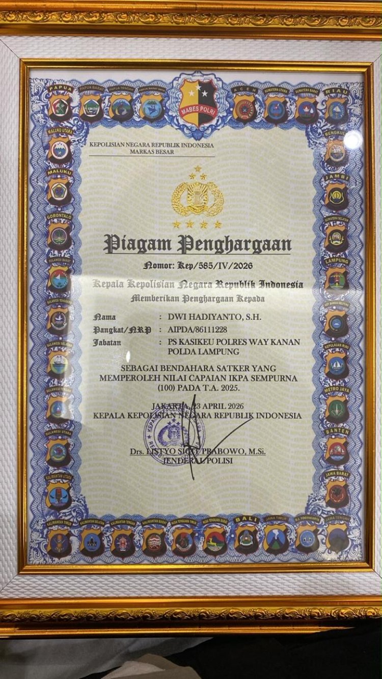 Polres Way Kanan Raih 3 Penghargaan Dari Kapolri dan Kapolda Lampung