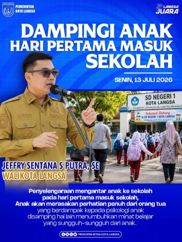 Wali Kota Langsa Ajak Orang Tua Dampingi Anak di Hari Pertama Masuk Sekolah