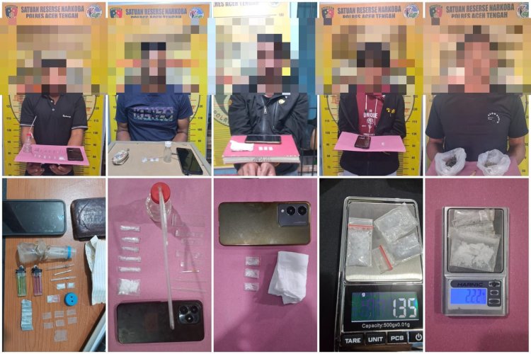Kurang dari 3 Minggu Polres Aceh Tengah Tangkap 6 Pengedar dan 7 Kurir, termasuk 2 pelaku di Bener Meriah sebagai pemasok