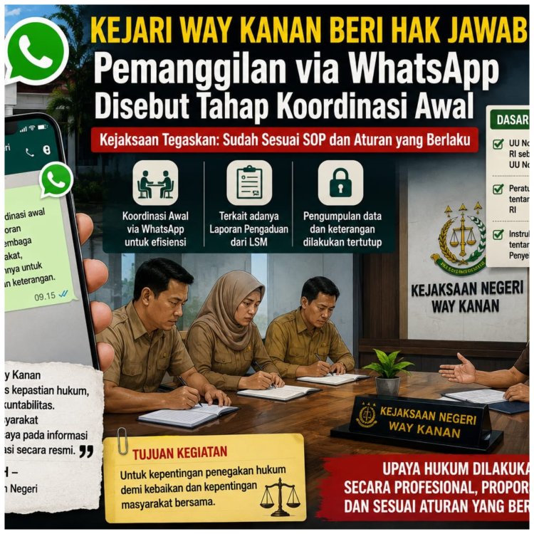 Tanggapi Isu Pemanggilan via WA, Kejari Way Kanan: Itu Hanya Koordinasi Awal Sesuai SOP