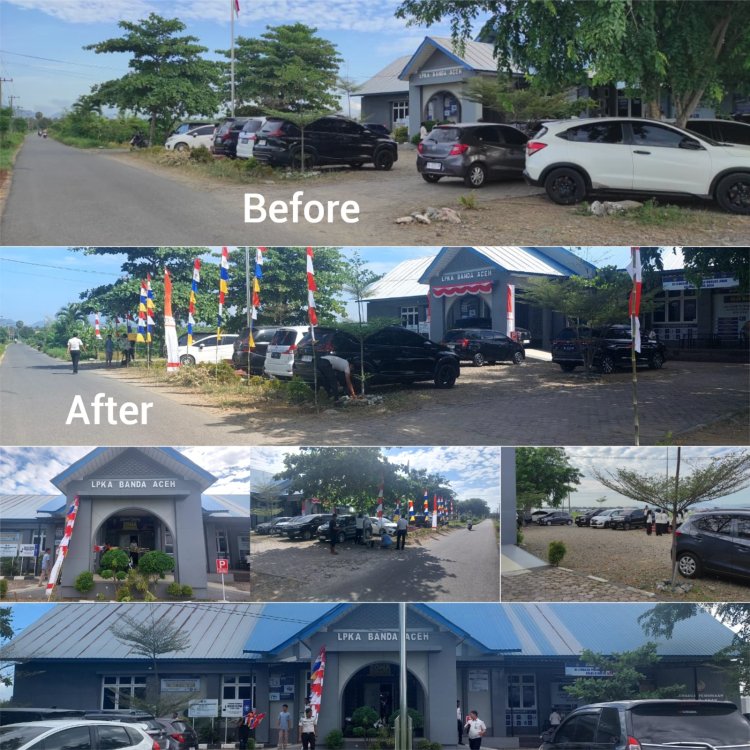 LPKA Banda Aceh Semarakkan HUT Ke-81 RI dengan Pemasangan Umbul-Umbul, Tanamkan Semangat Nasionalisme