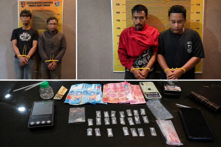 Tak Beri Ruang Pengedar, Sat Resnarkoba Polres Aceh Tengah Amankan 4 Pelaku dan Puluhan Paket Sabu