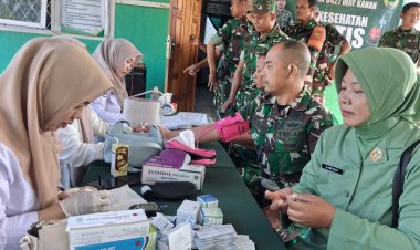 Rangkaian HUT Kodam XXI/RI: Kodim 0427/Way Kanan Gelar Bakti Kesehatan Gratis Bersama Puskesmas Blambangan Umpu   