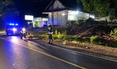 Lubang Jalan Jalinsum Umpu Kencana Ditandai Cat Putih, Satlantas Way Kanan Imbau Pengendara Waspada