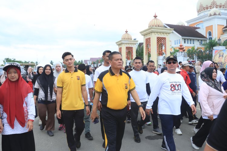 Gerak Jalan Santai Milad ke-800 Samudera Pasai, Kapolres Aceh Utara Turut Ambil Bagian
