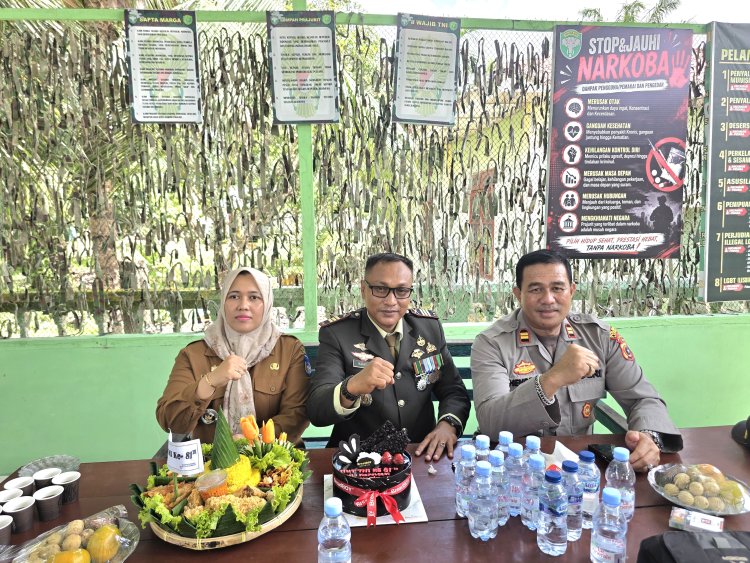 HUT TNI ke-81, Danramil Langsa Timur Dapat Kejutan dari Kapolsek, Camat dan Para Geuchik