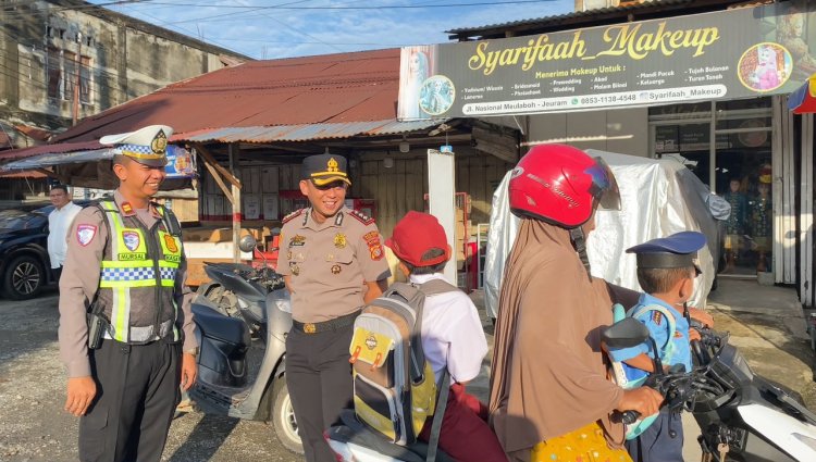 Kapolres Nagan Raya Turun ke Jalan, Pastikan Strong Point Pagi Lancar dan Kondusif