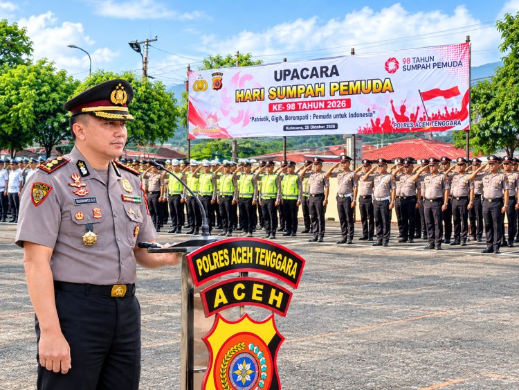 Kobarkan Semangat Persatuan, Kapolres Aceh Tenggara Pimpin Upacara Hari Sumpah Pemuda ke-98
