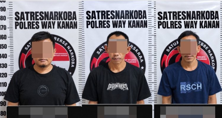 Satresnarkoba Polres Way Kanan Amankan Tiga Pria Diduga Terlibat Peredaran Sabu di Way Tuba