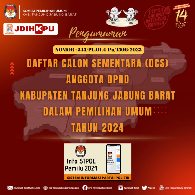 KPUD Tanjabbar Umumkan Daftar Calon Sementara (DCS) DPRD Kabupaten Tanjab Barat