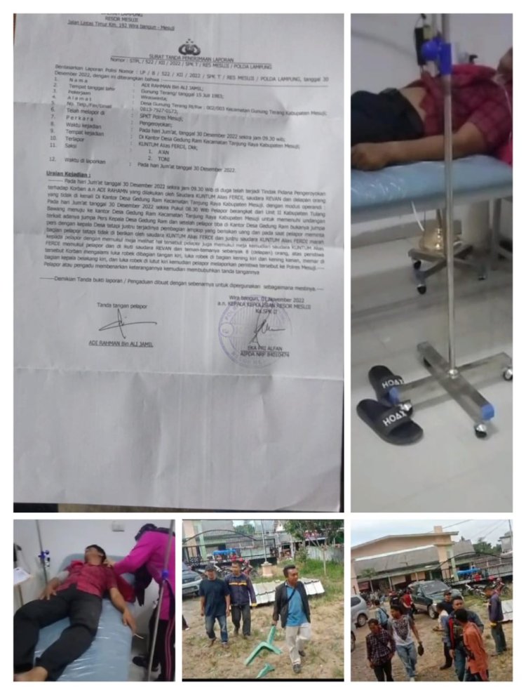 Diduga 10 orang Pengeroyokan wartawan Desa Gedung Ram di Kecamatan Tanjung Raya Kabupaten Mesuji ini faktanya!!!