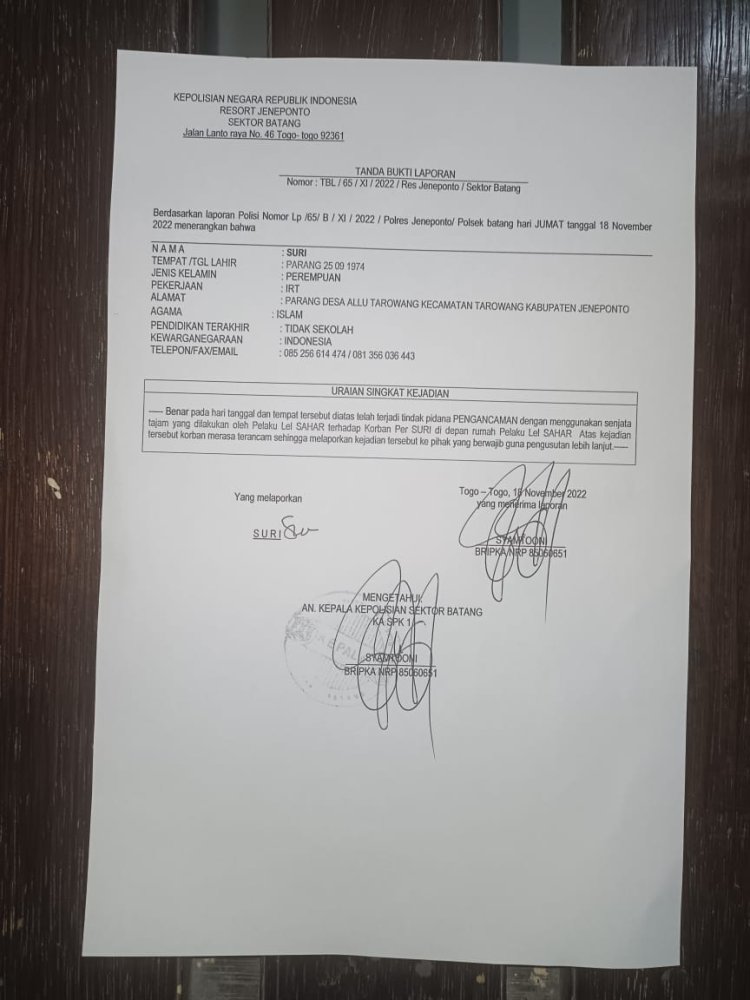 Diduga Lakukan Pengerusakan Dan Pengancaman, Sahar Dilapor Polisi