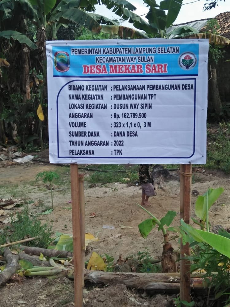 DD TAHUN ANGGARAN 2022 DESA MEKAR SARI KECAMATAN WAY SULAN LAMPUNG SELATAN TERLAKSANA DENGAN BAIK