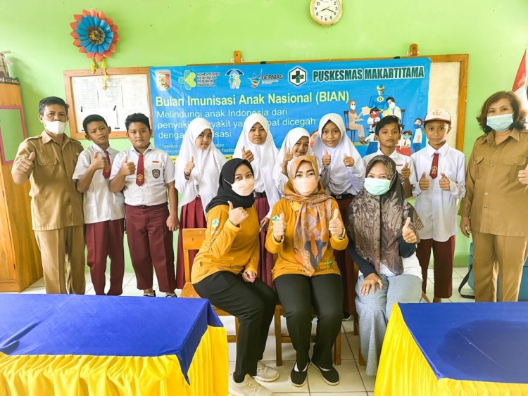 Puskesmas makartitama melaksanakan giat BIAN (Bulan Imunisasi Anak Nasional)